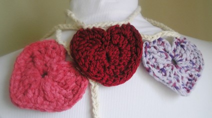 Three More Crocheted Hearts (exact details below)